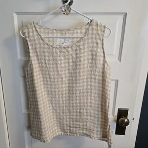 Notperfectlinen Vienna Tank Light Sand Gingham M/L